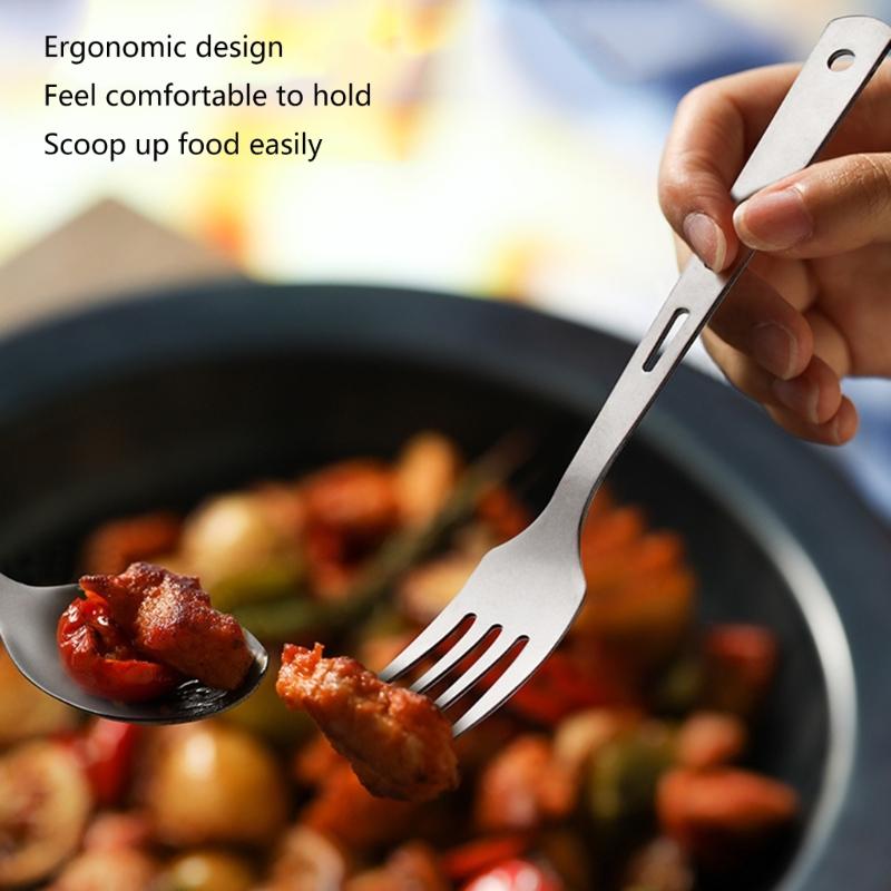 Camping Cutlery Travel Cutlery Set, Titanium Portable Utensils Kits Include Spoon, Knife and Fork for Hiking and Camping