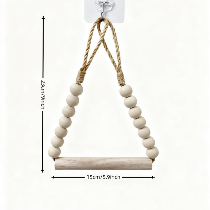Beaded Wooden Stick Toilet Paper Holder Nordic Natural Wood Style Ideal For Home Decor Hanging Decorations