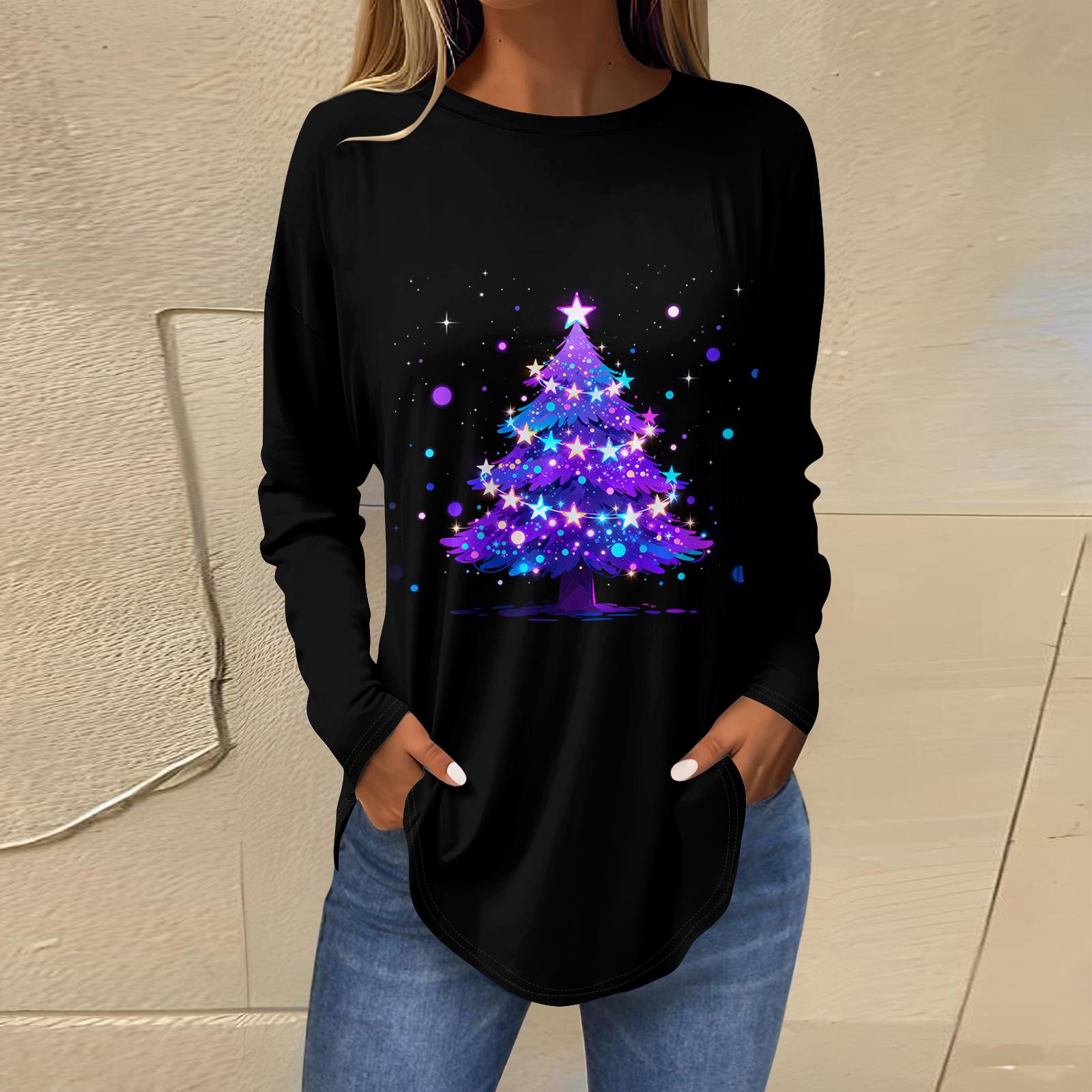 

Женская свободная удобная повседневная модная толстовка с V-образным вырезом и рождественским принтом с длинным рукавом M жёлтый