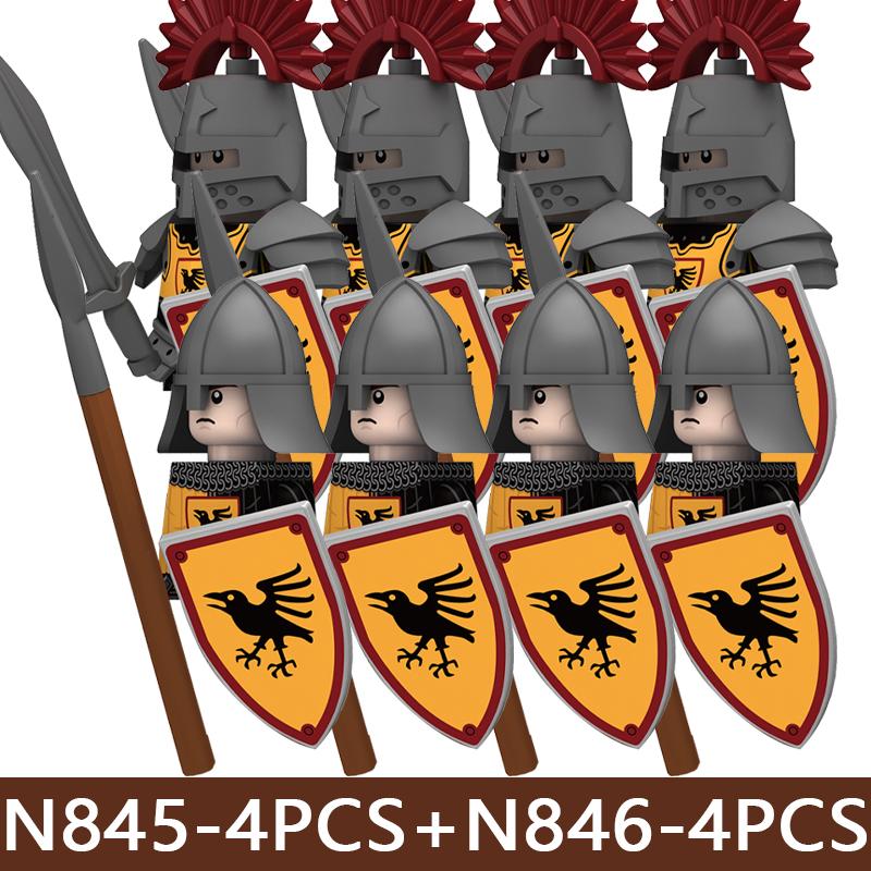 Château Médiéval Soldat Armée Blocs de Construction Château Militaire Corbeau Cheval Serpent Chevalier Guerrier Infanterie Accessoires Briques Jouets