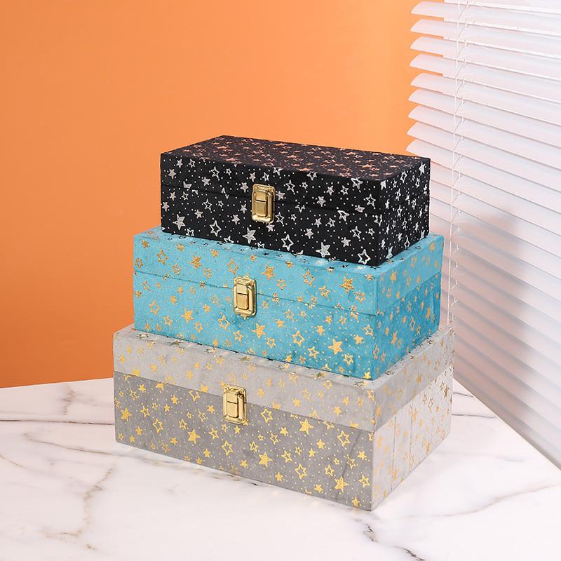 Desktop Wooden Storage Box With Cover For Dustproof Living Room Organizer Office