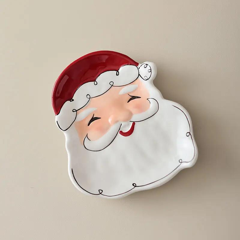 

Christmas Mug Large Capacity 650ml Ceramic Cup Underglaze Color Santa Claus Water Cup Snacks Dessert Saucer 650ml