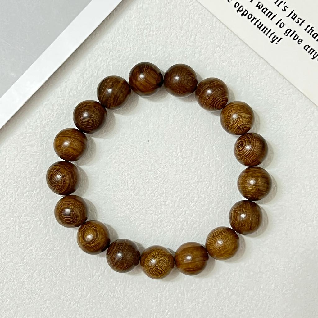 12mm Wooden Beaded Bracelet for Men Handmade Sandalwood Elastic Bangle Natural Wood DIY Beading Charms