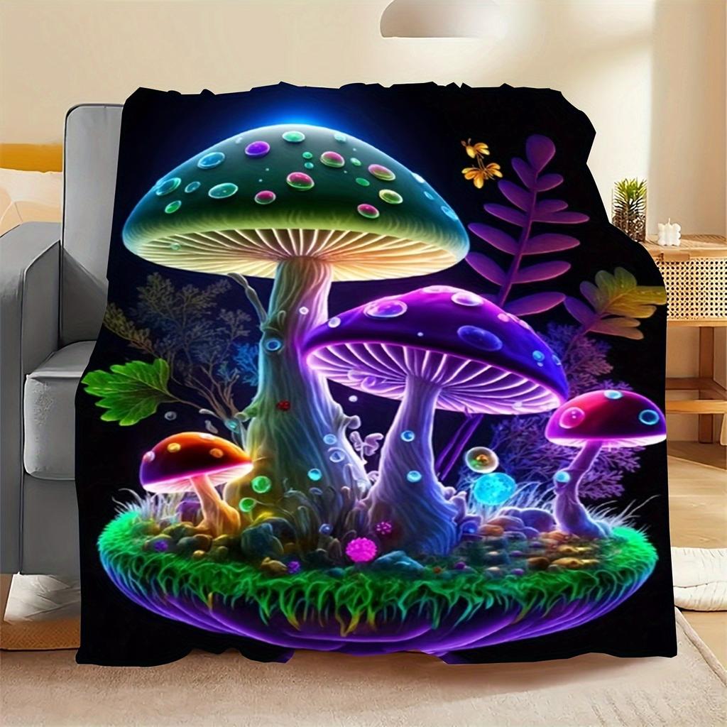 1PC Throw Fantasy Mushroom Flannel Blanket Forest Mushroom arts Bohemia style Soft thin Blankets for Home Car Camping Nap Picnic