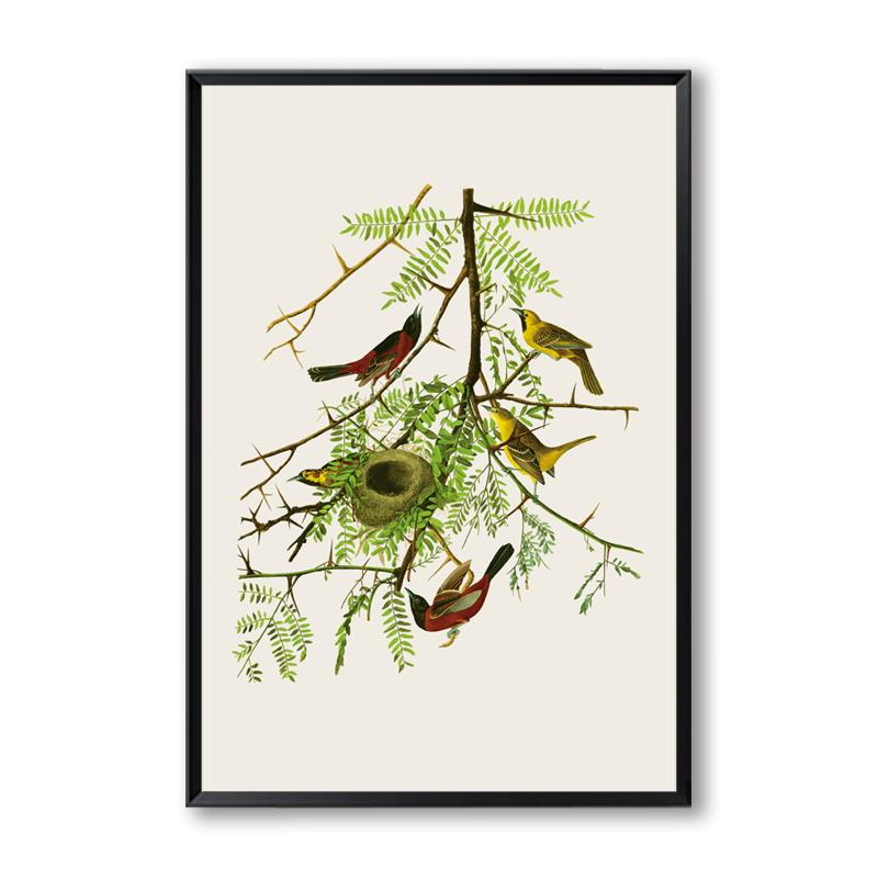 Elegant Poetry Bird On the Tree Modern Simple Nordic  A4 Canvas Painting Art Print Poster Wall Paintings Bedroom Home Decoration