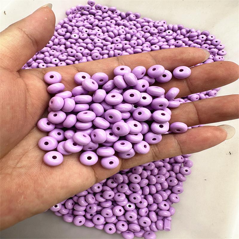50pcs 8mm Acrylic Colored Flat Round Abacus Beads DIY Handmade Beads Accessories Spacer Beads Material Jewelry Accessories