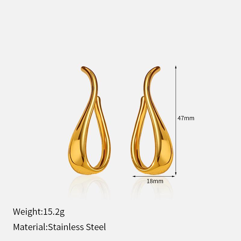 European and American Retro Stainless Steel Stud Earrings Fashionable Versatile 18K Titanium Steel Stud Earrings Creative Irregular Geometric Titanium