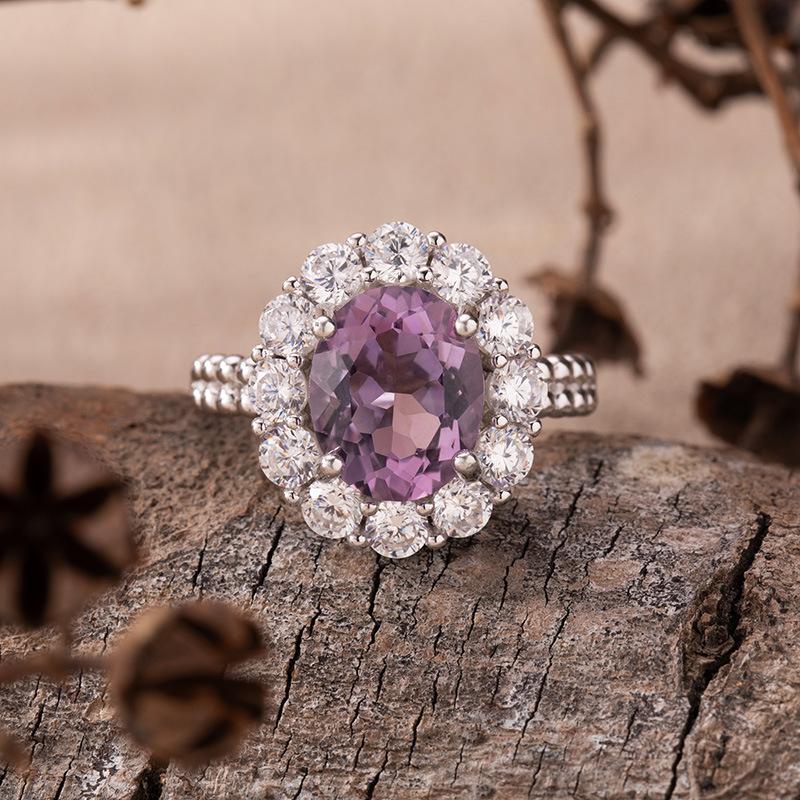 Natural Amethyst Citrine Topaz Ring Women'S S925 Sterling Silver Jewelry Light Luxury Generous