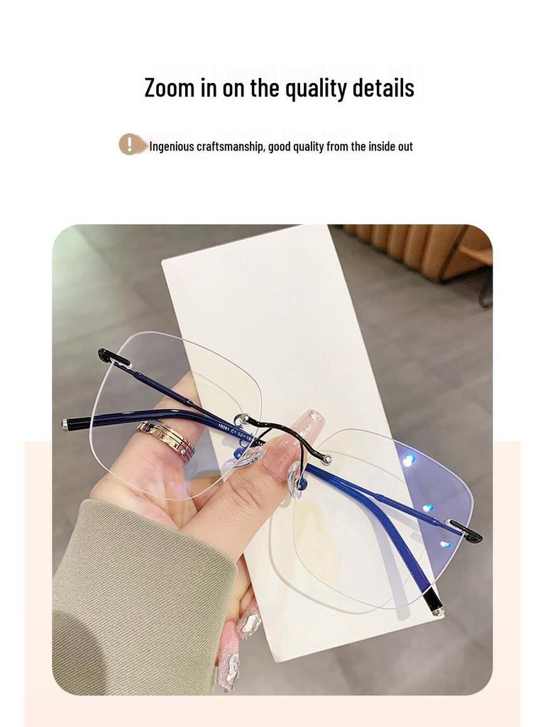 Randlose Cut-Edge Blaulichtfilter-Brillenfassung für Männer & Frauen - Schlankmachend für das nackte Gesicht, Große Passform, Myopie-kompatibel