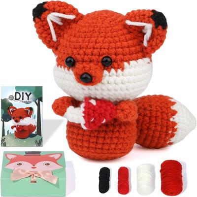 BUDDUR Tier-Häkel-Strickset mit Häkelnadeln und Baumwollgarn für Anfänger, DIY, unfertiges Materialpaket