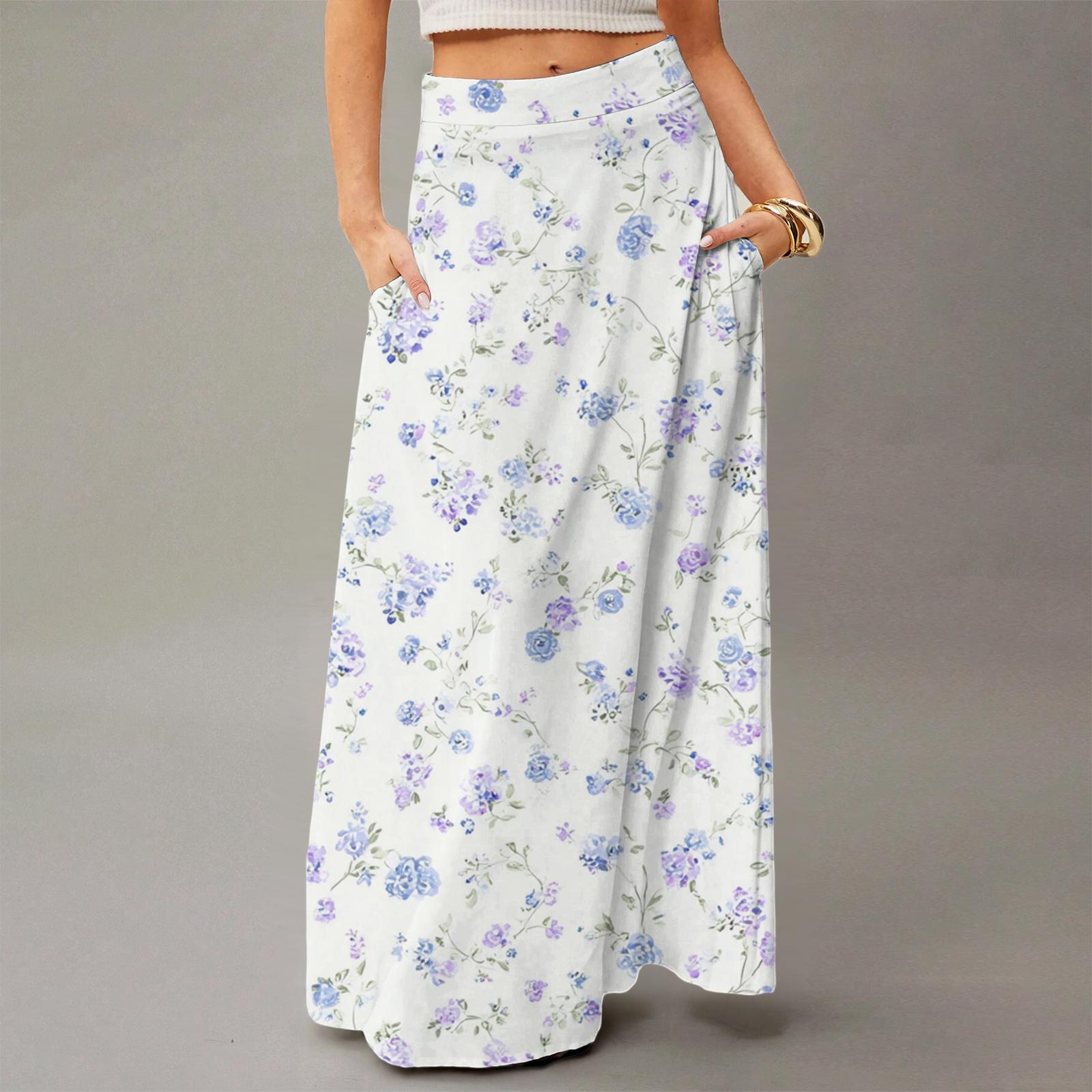 

Жіноча вільна максі-сукня звичайного крою з квітковим принтом, літня, богемна спідниця M