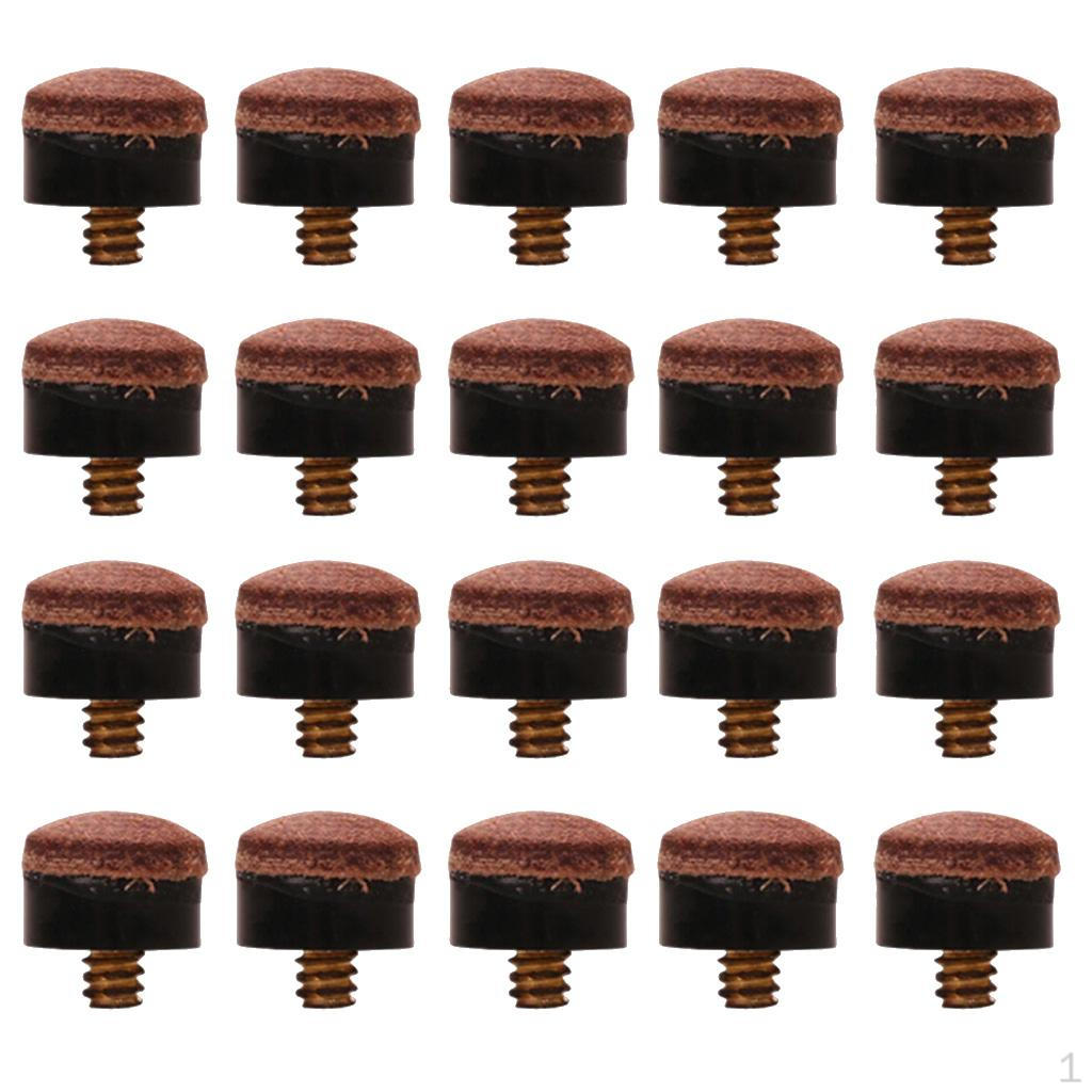 Pack of 20 Pieces 12mm Screw-On Pool Cue Stick Replacement Tips Billiards Accessories