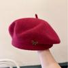 Autumn And Winter New Sweet And Versatile Style Retro Fashion Painter'S Hat Women'S Bow Rabbit Hair Knitted Beret