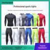 Conjunto Esportivo de Compressão de Secagem Rápida Masculino: Roupa Fitness de Manga Longa e Calças para Corrida e Treino na Primavera/Outono