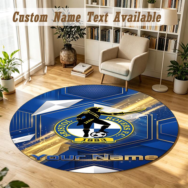 Round Rug Custom NameBristol Rovers Pattern Non Slip Carpet Home Floor Decor