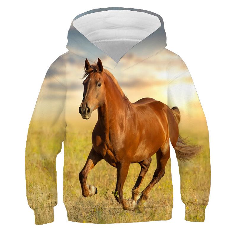 Kids Clothes Boy Hoodies Long Sleeve Creative 3D Horse Print Children Spring Fall Clothes Casual Stylish Outdoor Boy Clothes Top