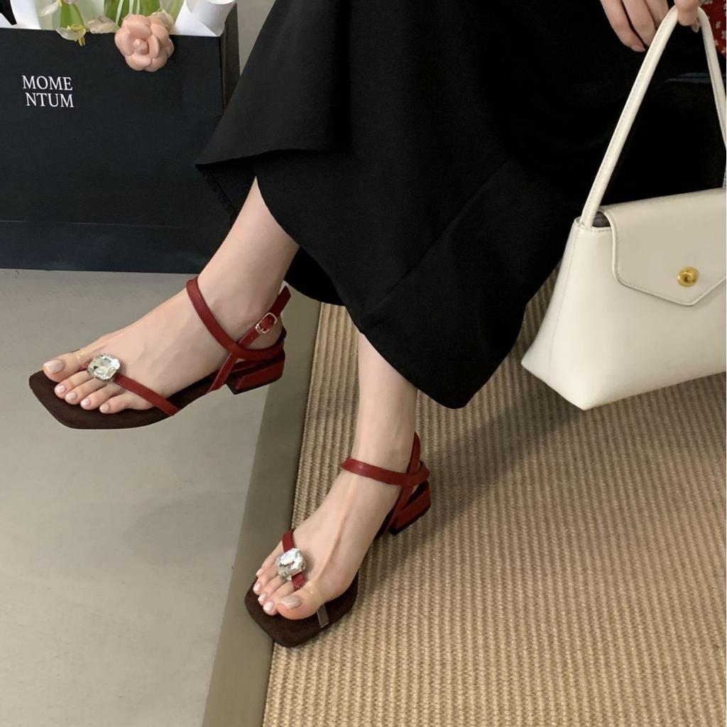 Fashion 2025 Summer Flip Flops Platform Retro Woman Shoes Square Toe Female Sandal Corrective Original Comfort Low Girls Open Beige Fash
