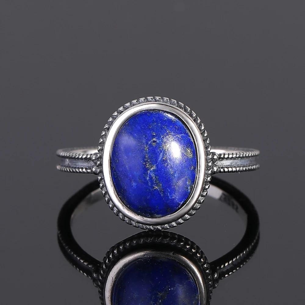 Natürlicher großer ovaler natürlicher Lapislazuli-Ring für Frauen Geschenk Vintage großer Ring Großhandel feiner Schmuck