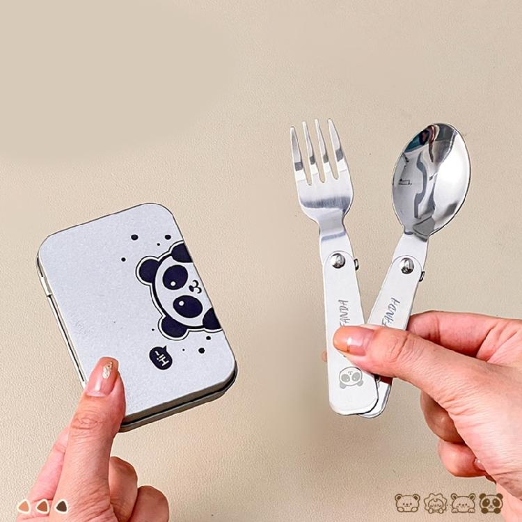 Ensemble cuillère fourchette en métal Portable Pliant Pique-niques Couverts Léger Vaisselle Ustensiles de voyage avec boîte de rangement Durable