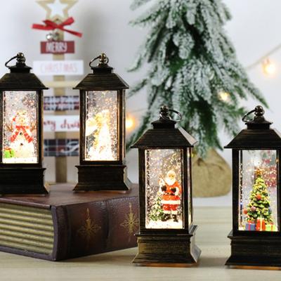 Christmas Snow Lantern Battery Operated LED Light Water Glittering Santa Snowman Hanging Night Lamp Holiday Decor