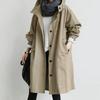 Lightweight Elegant Double Breasted Trench Coat for Women Plus Size Mid Length Solid Color Windproof Trenchcoat