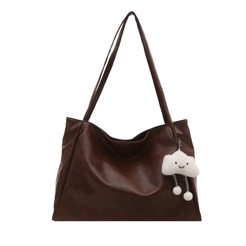 Solid Color High-end Shoulder Tote Bag Niche Simple Underarm Bag Retro Versatile Tote Bag