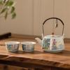 Exquisite Lotus Tea Set, Handle Pot, 1 Pot  2 Cups, Ceramic Gongfu Teaware, Tea Brewing Pot, Teacups, Perfect for Afternoon Tea
