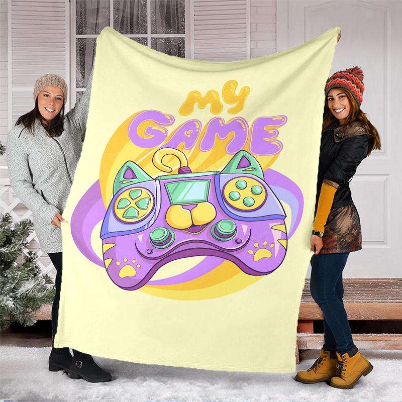 Game Controller Theme Printed Blanket - Perfect for Couch, Bed, Travel & Outdoor Use | Machine Washable, Cozy & Durable.