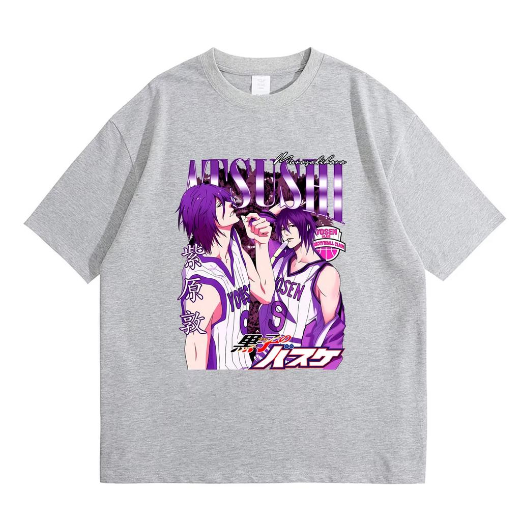 Hot‑Sale Anime Kuroko's Basketball Murasakibara Atsushi Graphic Print Unisex Comic‑Style Casual Men's Loose‑Fit Short‑Sleeve Short‑Sleeve T-shirt