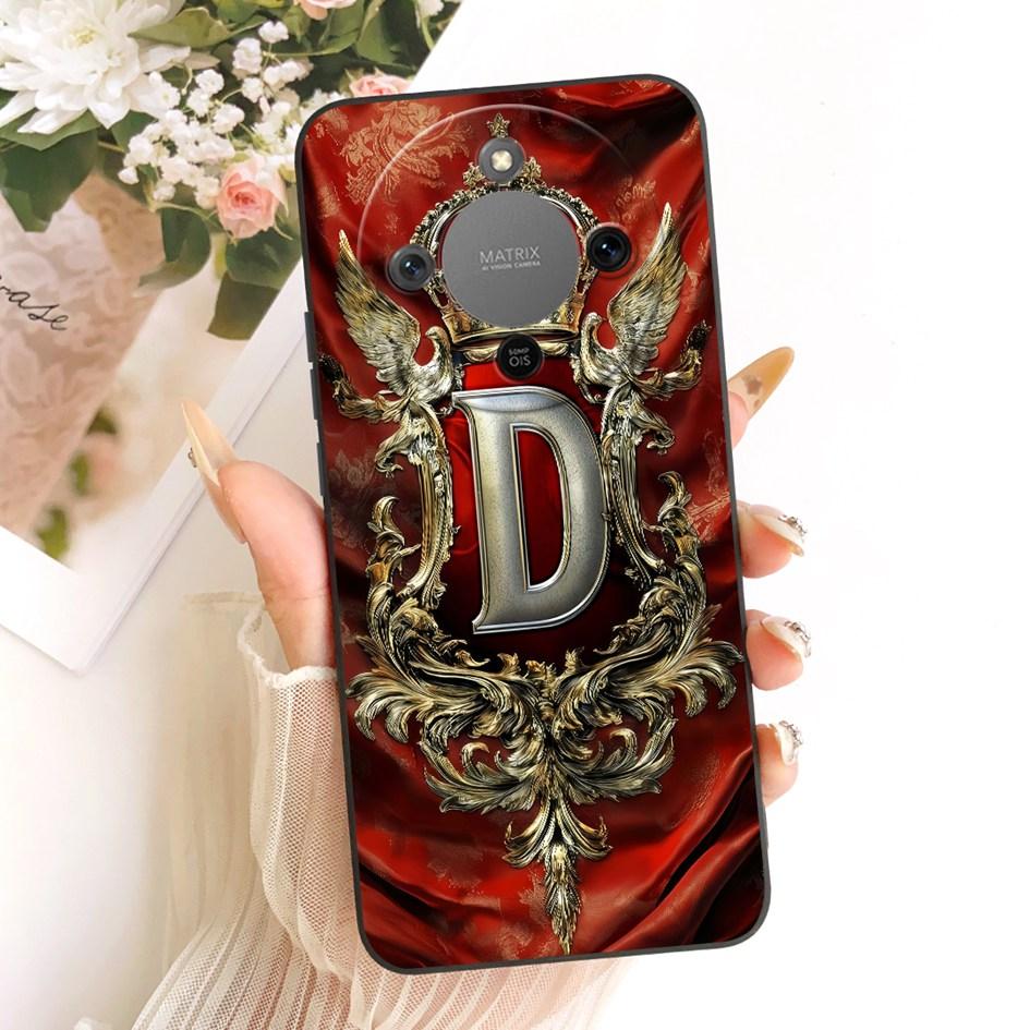 For Honor X9d Case MTN-NX1 Shockproof Cover Luxury Initial Letters Crown Soft Silicone Back Shell For HonorX9D Magic 8 Lite Capa