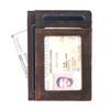 Crazy Horse Leather Zero Wallet Men's Retro Genuine Leather Bull Pickup Bag Cash Banknote USD Clip