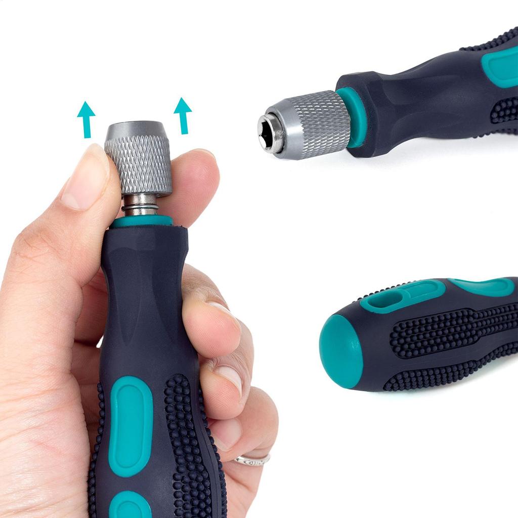 Screwdriver Bit Handle Quick Release Non-Slip 1/4 Inch Hex Screwdriver Handle Screwdriver Double Ball Quick Release Chuck Tools