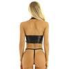 European and American women's clothing European and American new sex underwear patent leather split neck temptation backless set