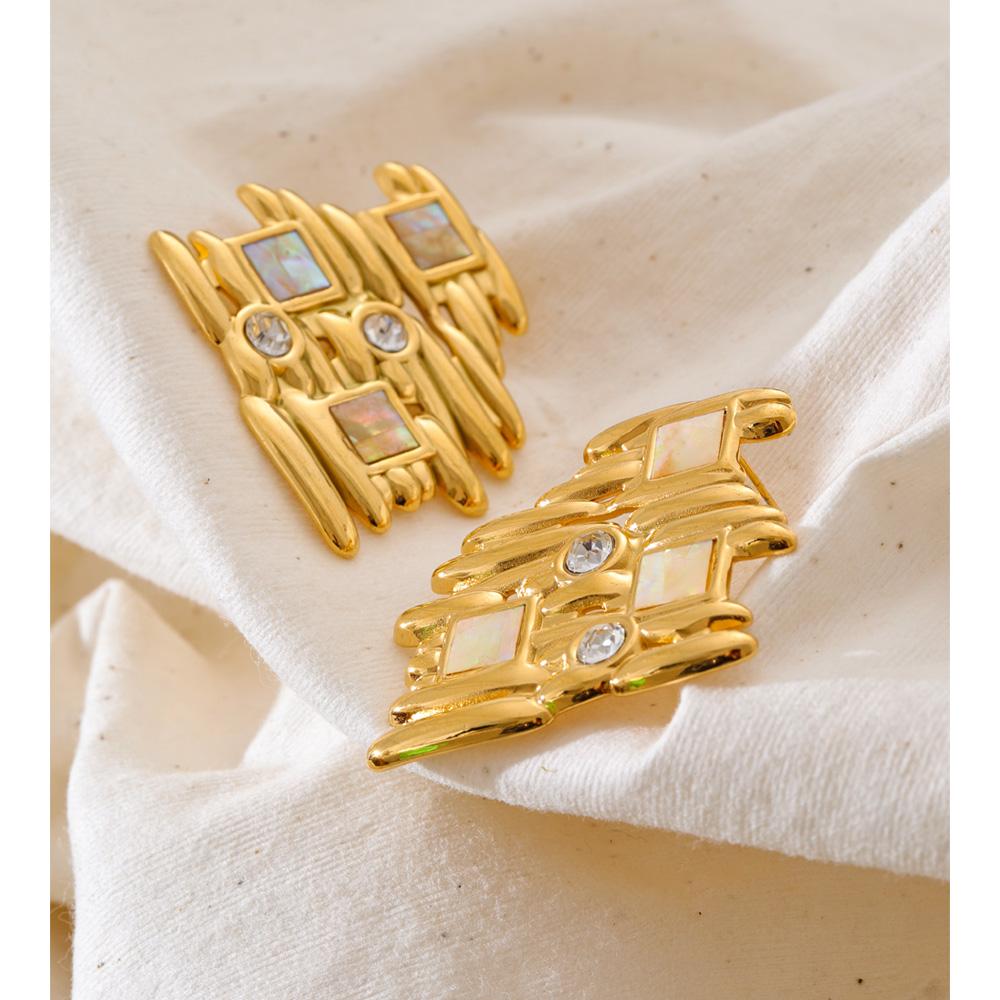 Eetit Stylish Unique Stainless Steel Zirconia Geometric Stud Earrings Trending 2025 Trade Jewelry Tarnish Resistant