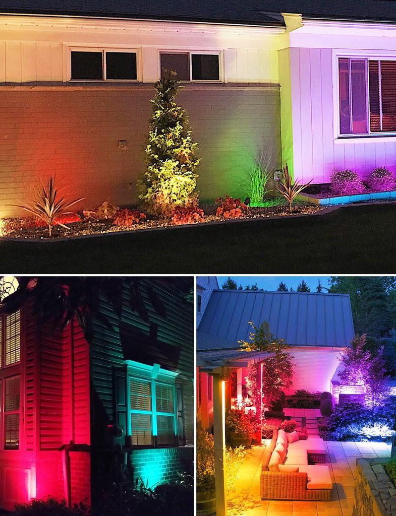 RGBW Outdoor Spotlight with Remote and Plug for Garden, Path, and Wall Lighting