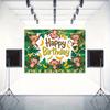 2D Cartoon Monkey Banana Birthday Backdrop Tropical Jungle Background for Children