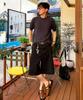 Beodeonteu Layered Cargo Twill Cotton Bermuda Shorts [Black]