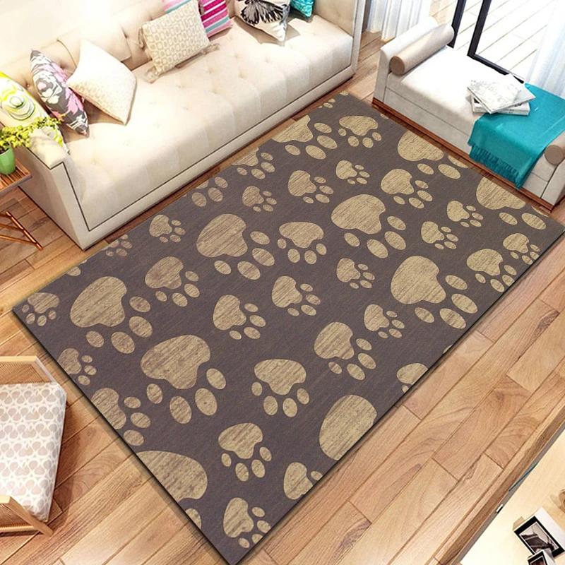 Cartoon Animal Paw Print Carpet Farmhouse Style Indoor Floor Mat Non Slip Area Rug for Living Room Home Decor Entrance Doormat