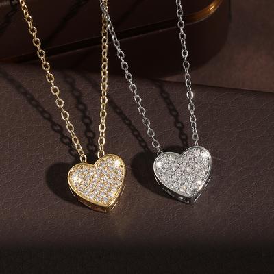 ZAKOL Lesklý mikro-osazený zirkonový náhrdelník s motivem srdce pro ženy a dívky, roztomilý minimalistický módní anti-alergický choker, doplňky na krk