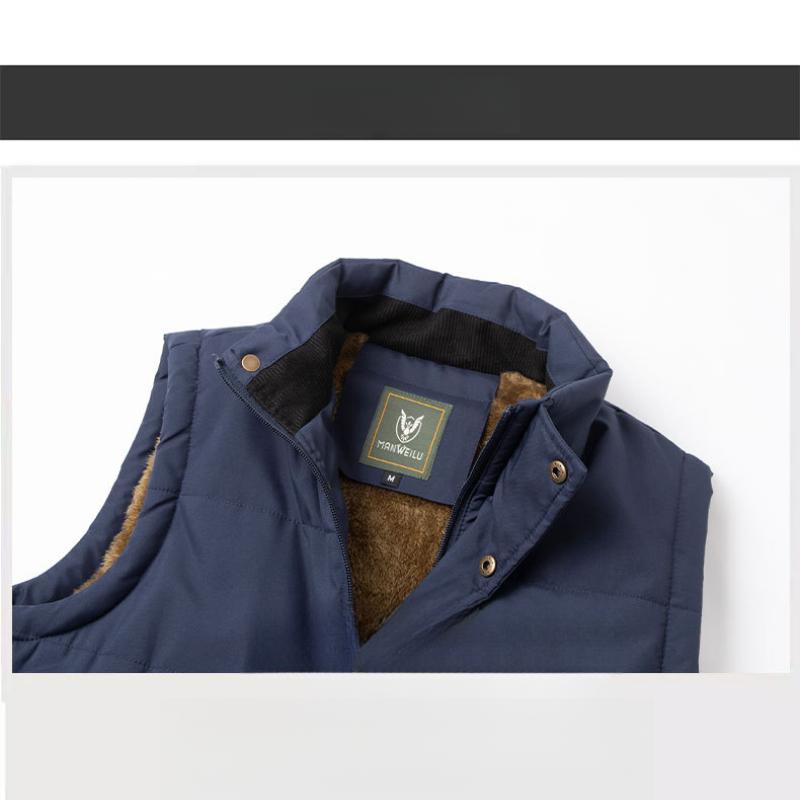 Men's Middle-aged and Elderly Fleece-lined Vest Dad's Windproof Waterproof Vest Sleeveless Large Size Sleeveless Jacket