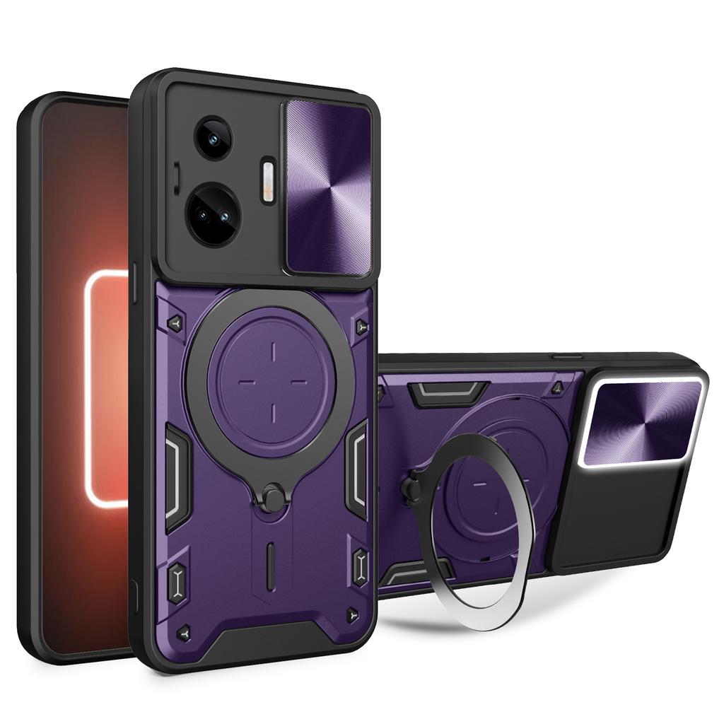 For Realme GT3 5G/GT Neo 5 5G PC+TPU Rotate Kickstand Cover Slide Lens Protection Shockproof Phone Case