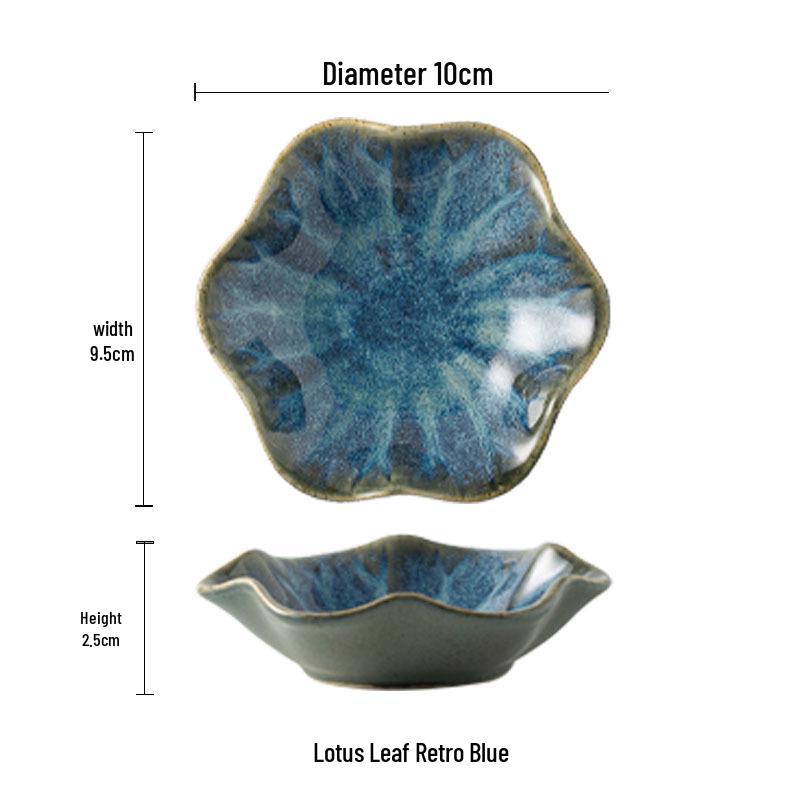 Japanese Lotus Leaf Soy Sauce & Vinegar Seasoning Dish - Small Underglaze Plate for Hot Pot & Barbecue