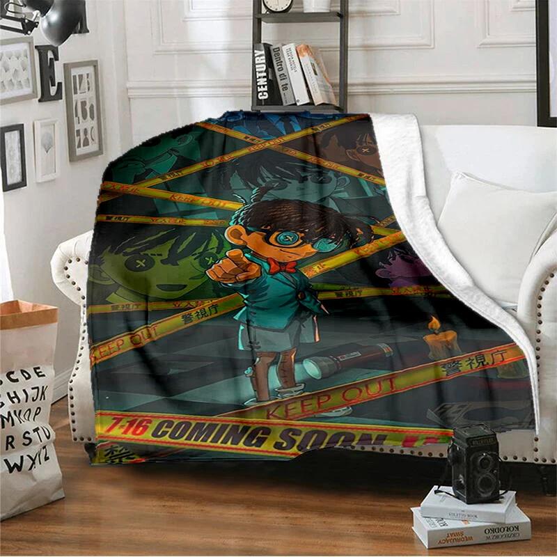 Cartoon Cartoon Detective Conan Printed Blanket, Fashionable Soft Warm Flannel Blanket, Bed Sofa Outdoor Travel Picnic Blanket