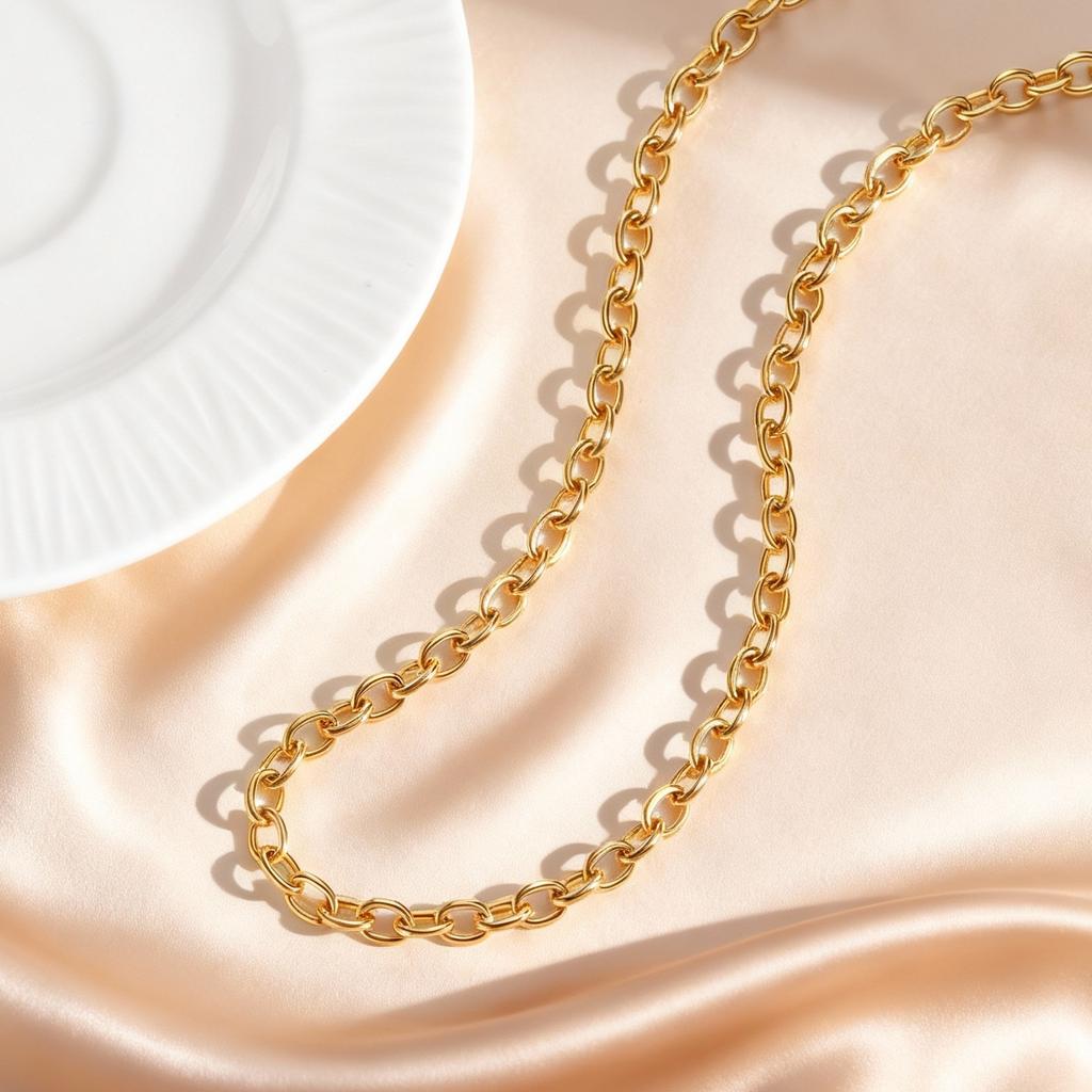 Minimalist Stainless Steel Geometric Chain Necklace for Women, 18K Gold Plated Handmade Link Necklace, Fashion Punk Jewelry