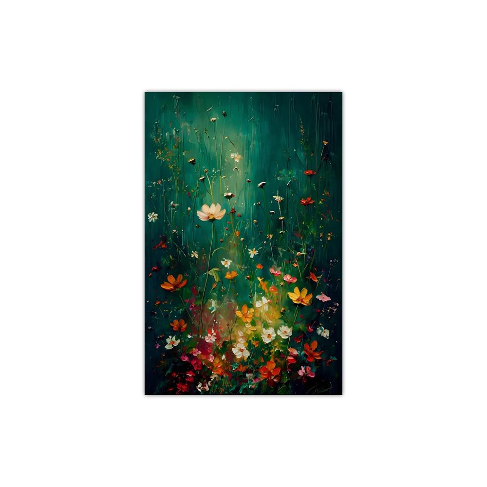 

1PC Frameless Spring Wildflowers Field Posters Canvas Painting Vintage Floral Botanical Landscape Wall Art Home Farmhouse Decor 21X30CMNo Framed