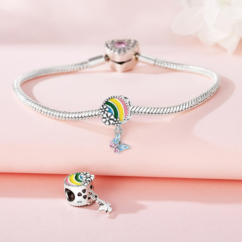 Bead Charms copper Charm Bead Charms Authentic Colored Butterfly Insect Pendant Bead Charms Compatible With Bracelets Jewellery Diy Women Gift Accesso
