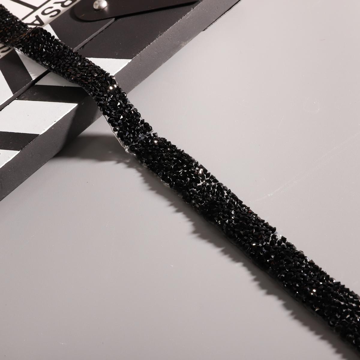 

0,91 метра Швейная отделка Кристальный мотив Стразы Горячей фиксации Лента-аппликатор с пришивными стразами Для платьев 1.5cm чёрный