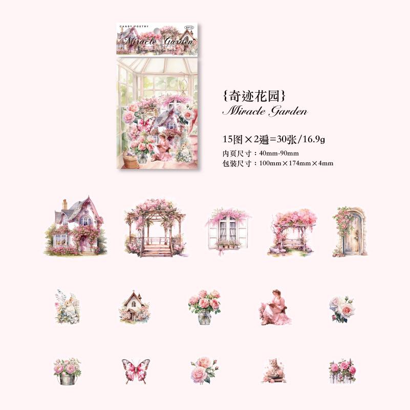 

30pcs/pack Garden landscape series Stickers Vintage stickers DIY Scrapbooking Art Collage Junk Journal Decor Sticker Stationery