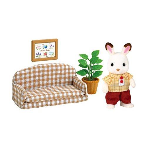 Sylvanian Families Chocolate Rabbit Father & Living Room Furniture Set