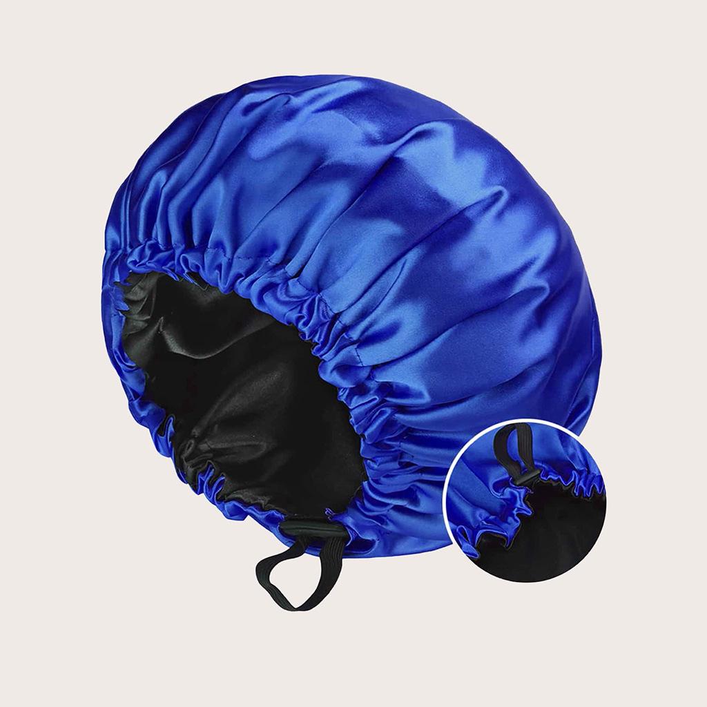 2024 Fashionable Double-Sided Satin Sleep Cap for Women - Elastic, Stylish Hair Protection with Button Design